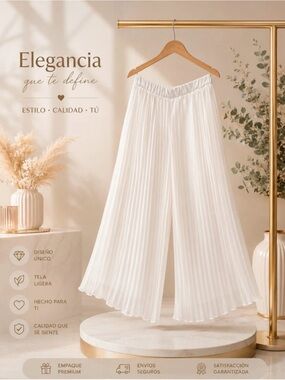 Women's Wide Leg Pleated Jumpsuit Pants - White